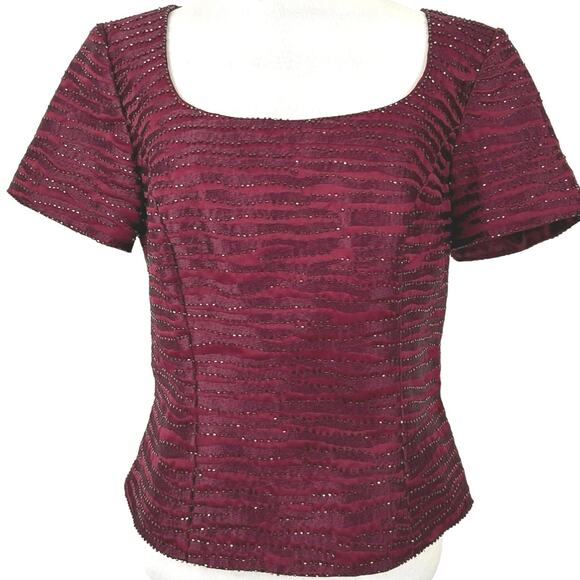 Lillie Rubin Tops - Women Vintage Short Sleeve Top Blouse Formal Cocktail Fairy Goth Red Size 8